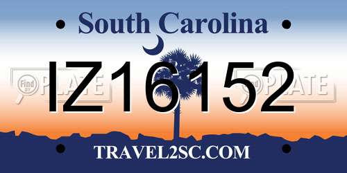 IZ16152 South Carolina License Plate