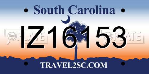 IZ16153 South Carolina License Plate