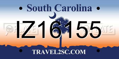 IZ16155 South Carolina License Plate