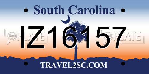 IZ16157 South Carolina License Plate