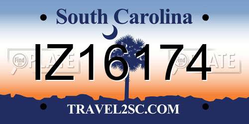 IZ16174 South Carolina License Plate