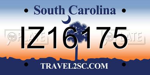 IZ16175 South Carolina License Plate