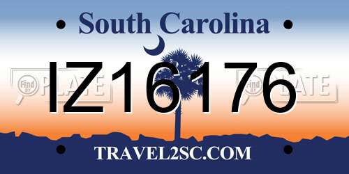 IZ16176 South Carolina License Plate