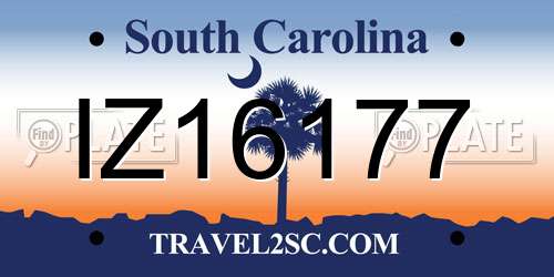 IZ16177 South Carolina License Plate