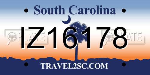 IZ16178 South Carolina License Plate