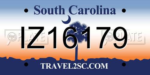IZ16179 South Carolina License Plate