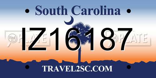 IZ16187 South Carolina License Plate