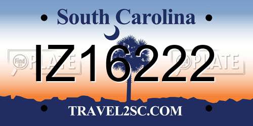 IZ16222 South Carolina License Plate