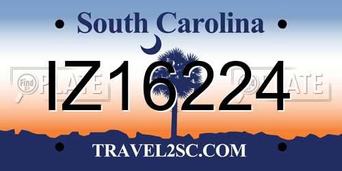 IZ16224 South Carolina License Plate