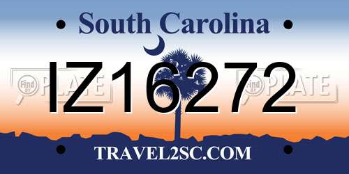 IZ16272 South Carolina License Plate