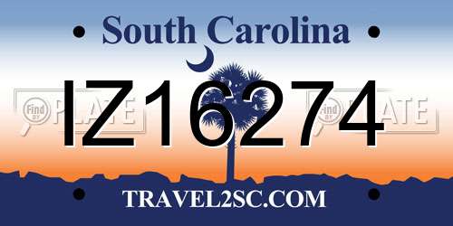 IZ16274 South Carolina License Plate