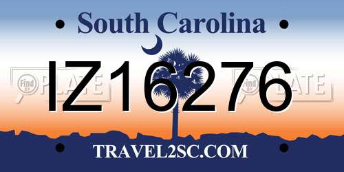 IZ16276 South Carolina License Plate