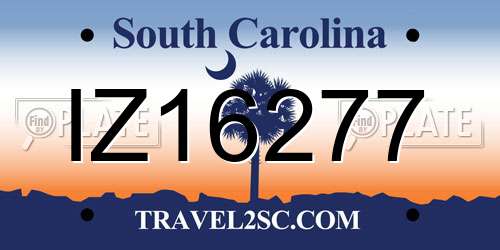 IZ16277 South Carolina License Plate