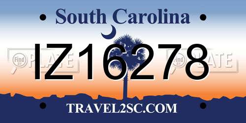 IZ16278 South Carolina License Plate
