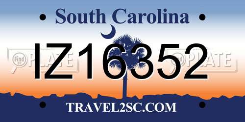 IZ16352 South Carolina License Plate