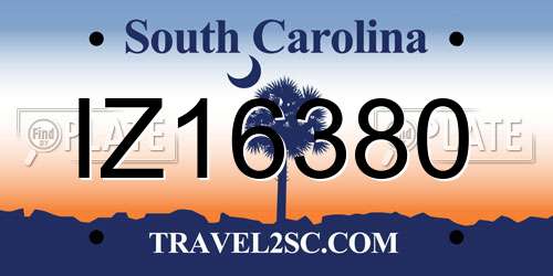 IZ16380 South Carolina License Plate