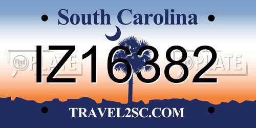 IZ16382 South Carolina License Plate