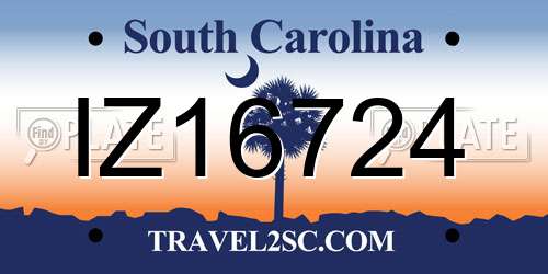 IZ16724 South Carolina License Plate