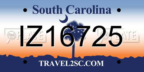 IZ16725 South Carolina License Plate