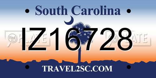 IZ16728 South Carolina License Plate