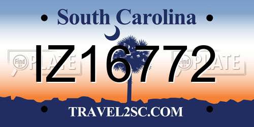 IZ16772 South Carolina License Plate