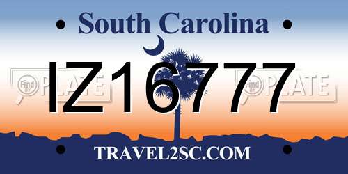 IZ16777 South Carolina License Plate
