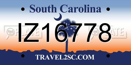 IZ16778 South Carolina License Plate