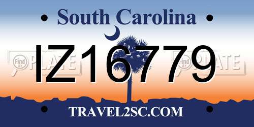 IZ16779 South Carolina License Plate