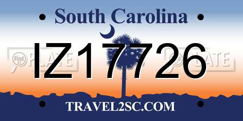 IZ17726 South Carolina License Plate