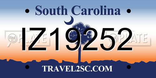 IZ19252 South Carolina License Plate