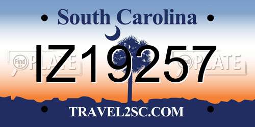 IZ19257 South Carolina License Plate