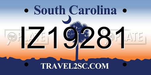 IZ19281 South Carolina License Plate