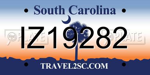IZ19282 South Carolina License Plate