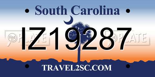 IZ19287 South Carolina License Plate