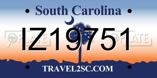IZ19751 South Carolina License Plate