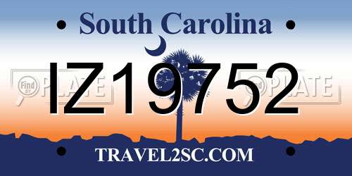 IZ19752 South Carolina License Plate