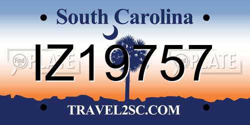 IZ19757 South Carolina License Plate
