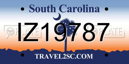 IZ19787 South Carolina License Plate