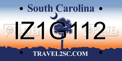 IZ1G112 South Carolina License Plate