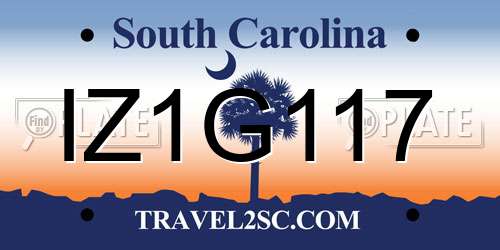 IZ1G117 South Carolina License Plate