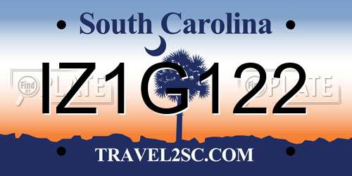 IZ1G122 South Carolina License Plate