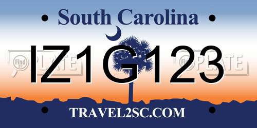 IZ1G123 South Carolina License Plate