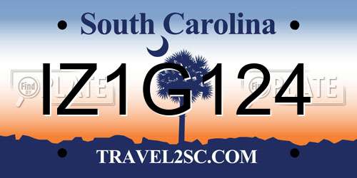 IZ1G124 South Carolina License Plate