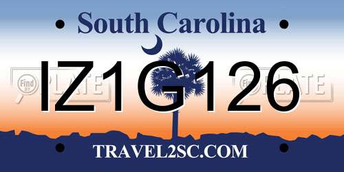 IZ1G126 South Carolina License Plate