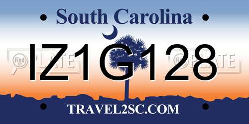IZ1G128 South Carolina License Plate