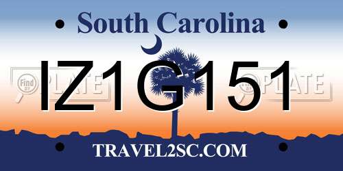 IZ1G151 South Carolina License Plate