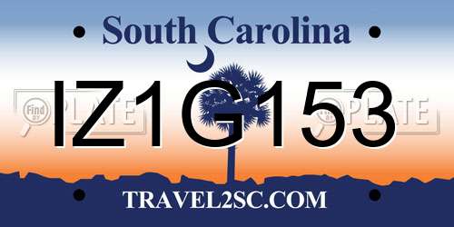 IZ1G153 South Carolina License Plate