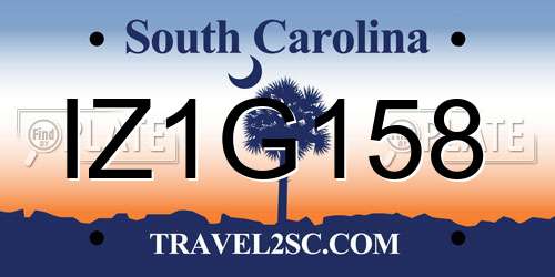 IZ1G158 South Carolina License Plate