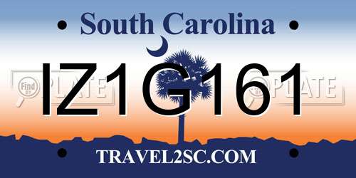 IZ1G161 South Carolina License Plate