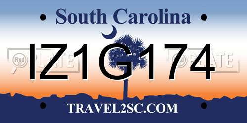IZ1G174 South Carolina License Plate